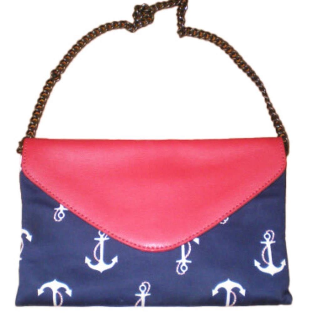 J. Crew Sailor Nautical Mariner Anchor Clutch Bag